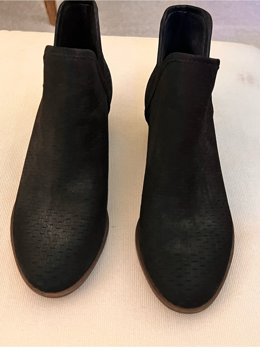 Lucky Brand Black Textured Slip-On Ankle Booties